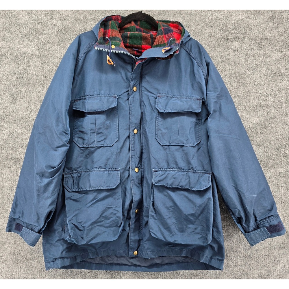 Woolrich Mountain Parka Mens XL Navy Red Vintage 80s Outdoor Wool Lined 6110